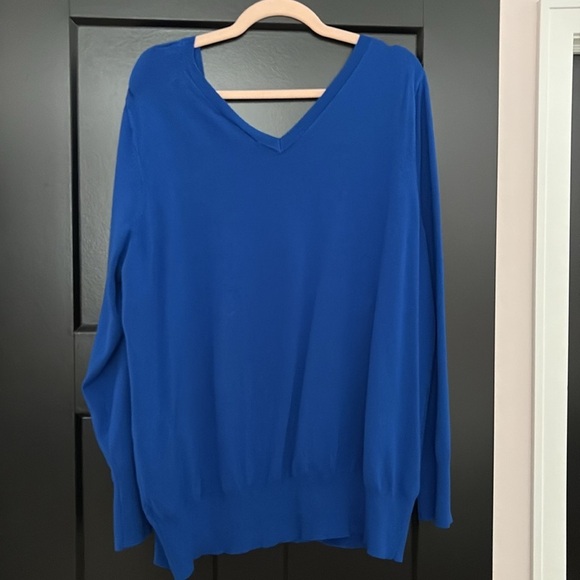 Lane Bryant Blue V-Neck Long Sleeve Sweater. Lightweight Knit. Size 22/24 - Picture 4 of 10